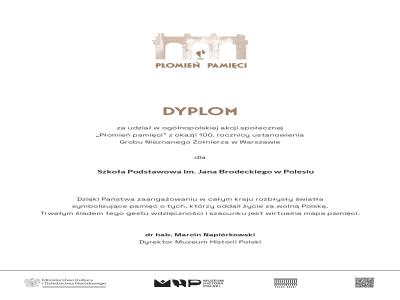 Dyplom "Płomień Pamięci"